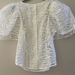 GRACIA SHEER WHITE BLOUSE SZ M